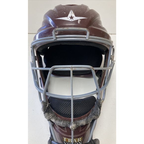 ALL-STAR MVP2500 I BAR VISION MAROON ADULT CATCHER'S MASK HELMET 7-7 3/4" - Picture 5 of 12